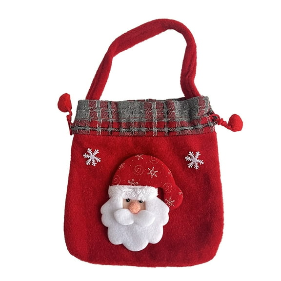 Christmas Gift Bag 15x7 Inch, Cloth Handbag with Snowflake Print, Reusable Candy Bag with Handle for Holiday Gift Wrapping, Party, and Home Decoration
