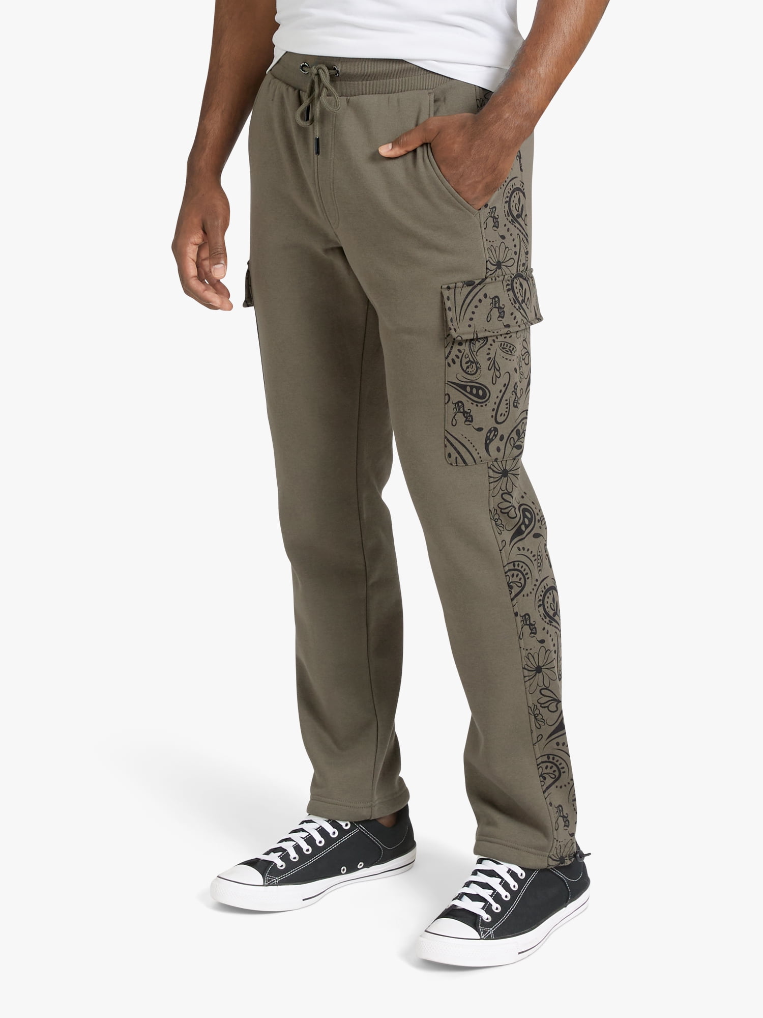 Dogg Supply by Snoop Dogg All-Gender Men's and Women's Paisley Fleece Cargo Joggers, Sizes XS - 3XL