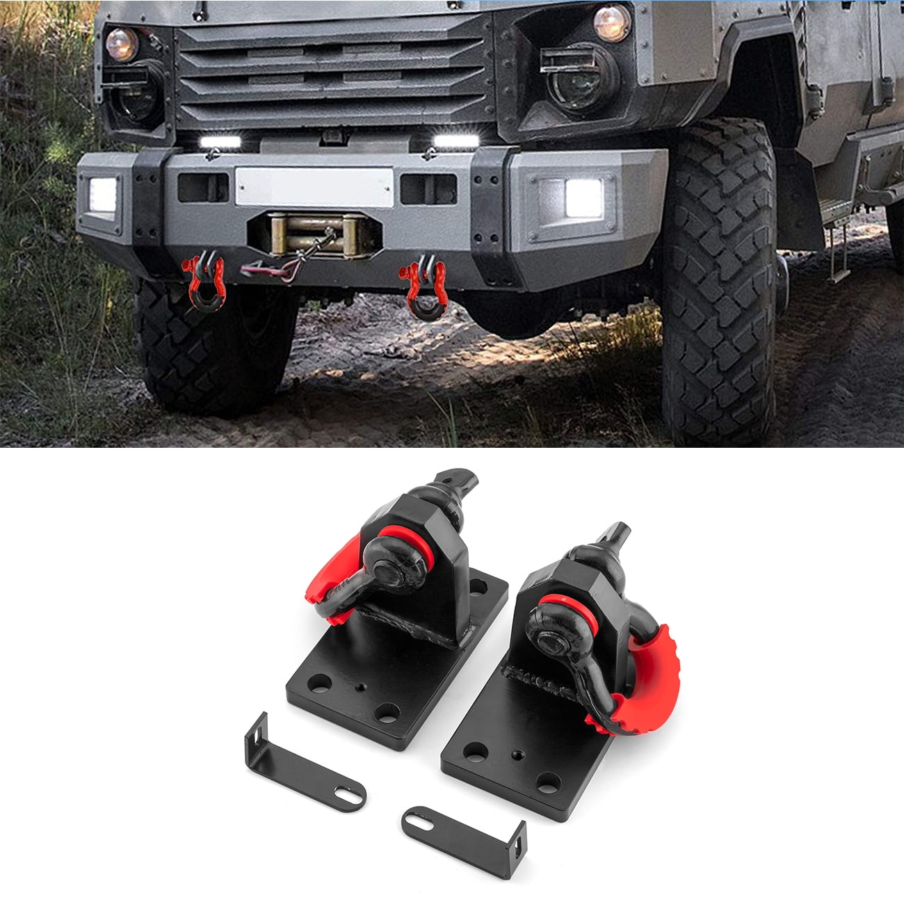 CNSY Heavy Duty Front Shackle Tow Hooks Short Size Fit for Dodge Ram 2500/3500 2010-2018 