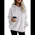 thumbnail image 2 of Sudadera con Capucha Extragrande para Mujer con Bolsillos, Sudadera de Forro Afelpado, Chaqueta A Cuadros, Abrigo. Gris XXL, 2 of 7