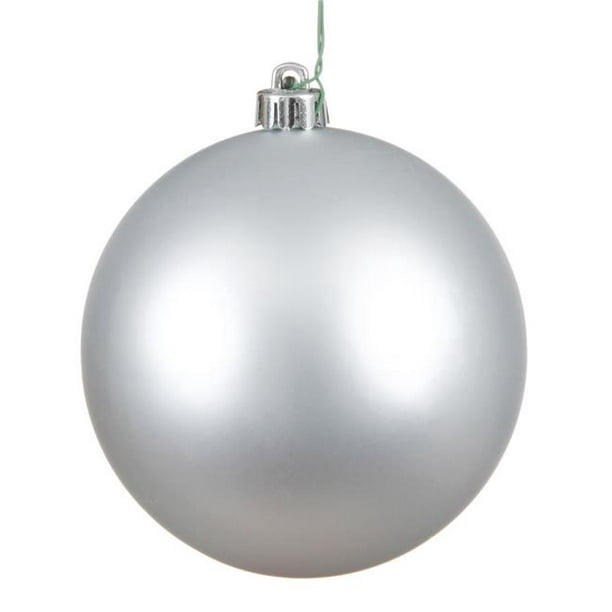 Silver Matte UV Drilled Cap Ball Ornament, 10 in. 