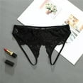 thumbnail image 5 of B91xZ String pour Femmes Invisible Taille Haute Strings Broderie Florale Bikini Culottes, L Noir, 5 of 5