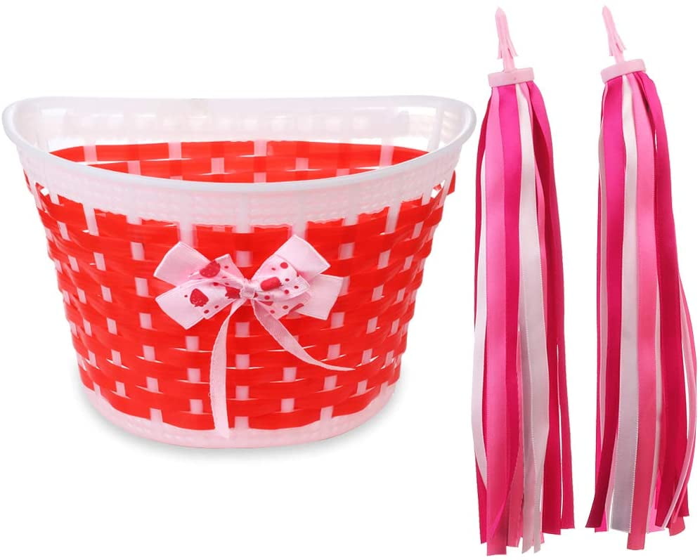 MINIFACTORY Girl's Bike Basket Streamer Set, Basket with Streamers