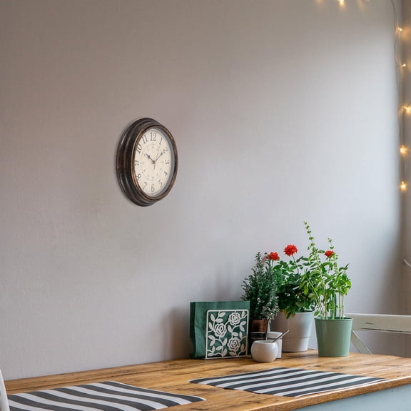 HEMOTON  Decor Silent Vintage Wall Clock Flip Battery Operated Noble Atmosphere