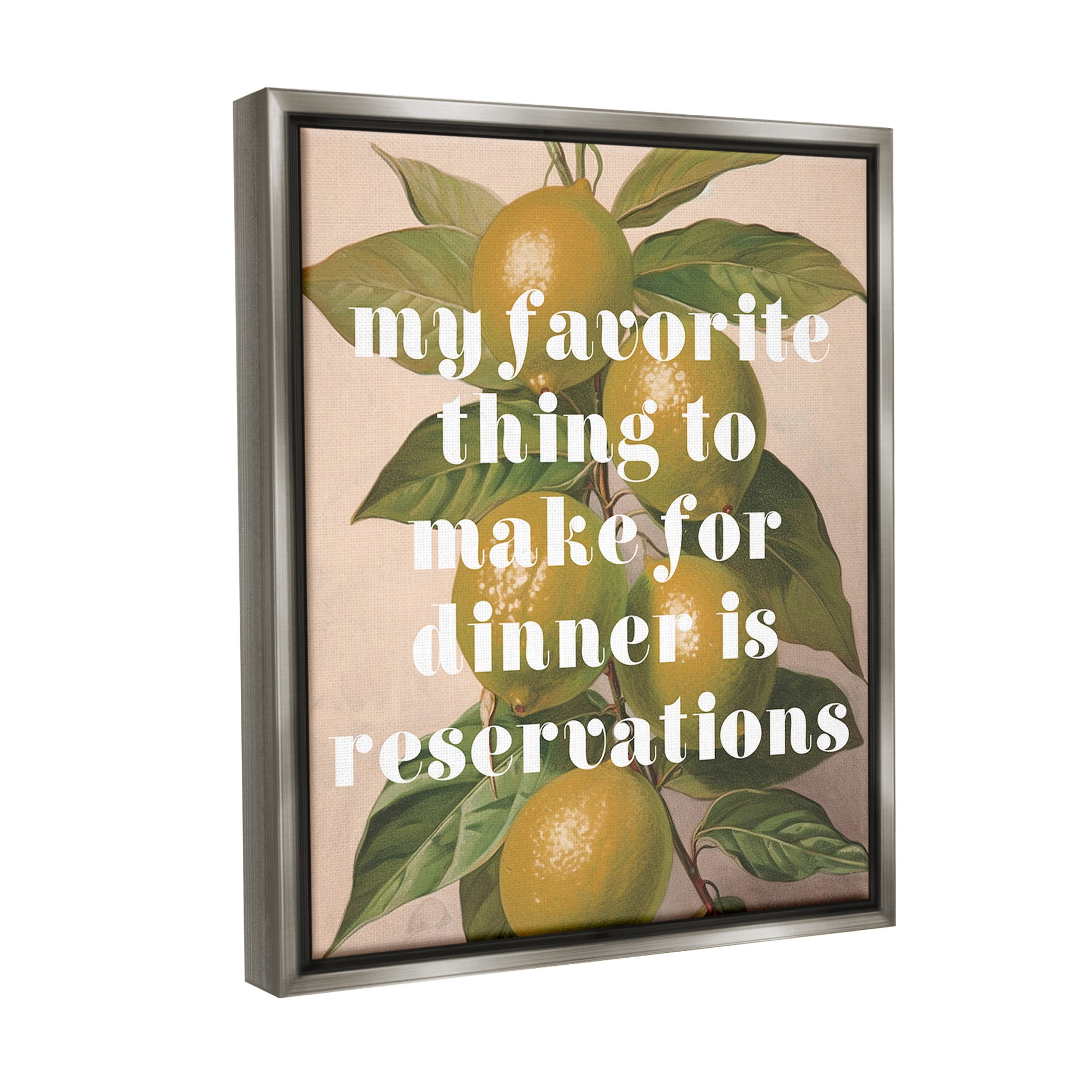 Stupell Industries Funny Dinner Reservations Food & Beverage Painting Gray Floater Framed Canvas Art Print Wall Art, 17 x 21