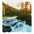 thumbnail image 3 of Ambesonne River Shower Curtain, Sunrise Springtime Pines, 69"Wx84"L, Apple Green Pale Blue, 3 of 5
