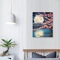 thumbnail image 4 of Nawypu  Cherry Blossom Moon Lake Landscape Framed Canvas Wall Art Japanese Aesthetics Floral Art Print for Living Room, Bedroom, Kitchen and Office Decor, 4 of 5