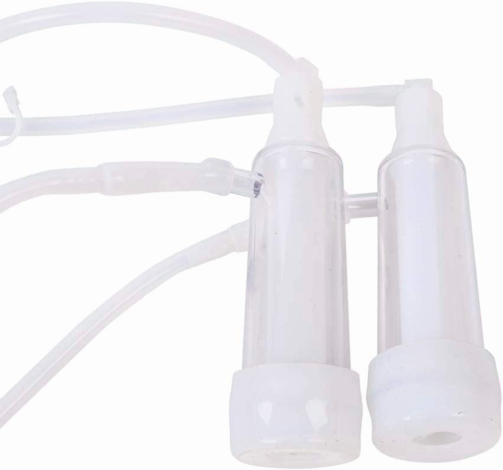 CNCEST Electric Dual Head Goat Milking Machine Portable Pulsation Milking Machine Piston Vacuum Pump Stainless Steel Milking Equipment 5L/1.32Gal