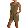thumbnail image 3 of TaTaai Women's Casual Short Overalls Crinkled Fabric Romper with Adjustable Straps Side Pockets and 5-Panel Shorts Design for Daily and Vacation Outfits Gift, 3 of 8