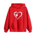 thumbnail image 5 of AUNVITO Boys & Girls 5-15Y Loose Fit Hooded Sweatshirt with Heart Paw Print Raglan Sleeves and Pockets for Fall Winter Casual Wear, 5 of 6