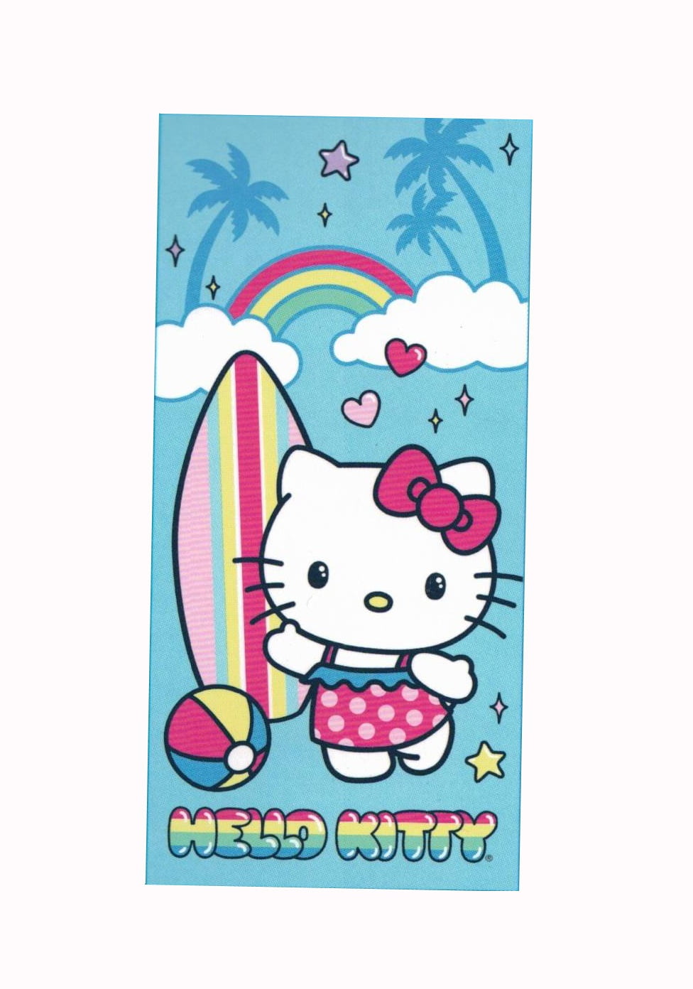 Hello Kitty  Beach Towel 27"x 54" Hello Kitty With Surfboard and Beach Ball