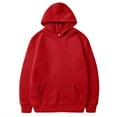 thumbnail image 6 of Qwertyu Men's Oversized Hoodie Soft Long Sleeve Solid Color Hooded Sweatshirts with Kangaroo Pocket Hoodies Pullover Red 3XL, 6 of 6