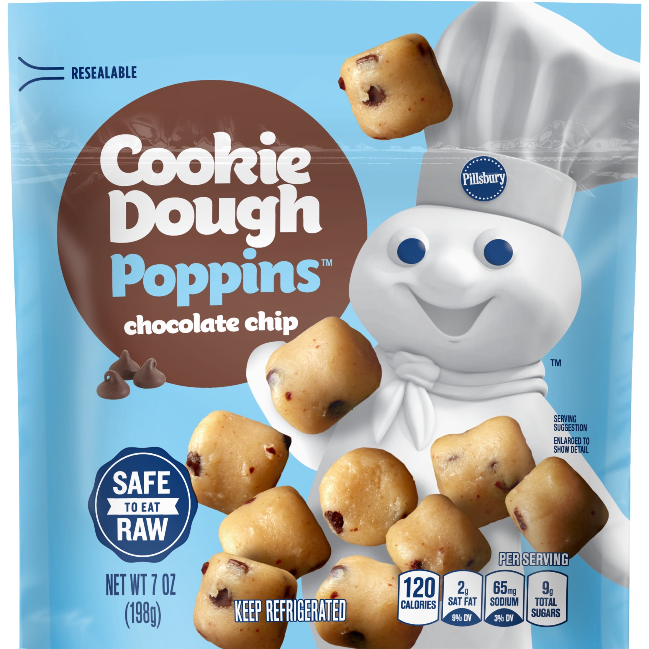 Pillsbury Chocolate Chip Cookie Dough Poppins, 7 oz