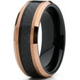 thumbnail image 2 of Metal Masters Mens Tungsten Carbide Black RoseTone Brushed Wedding Band Engagement Ring Carbon Fiber Inlay 8mm 11, 2 of 7