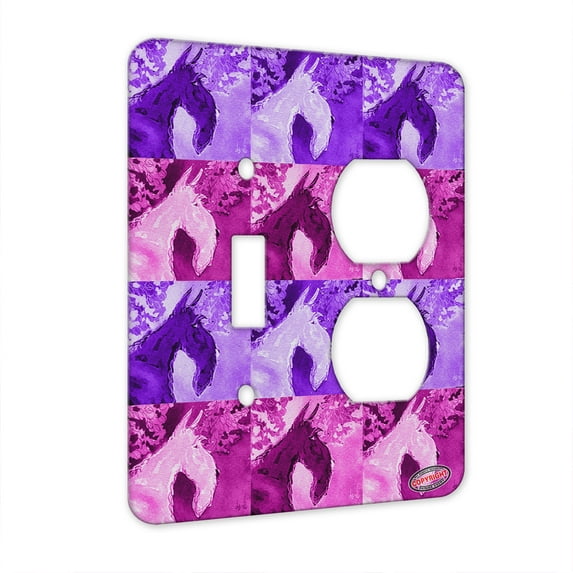 KuzmarK™ 2 Gang Single Toggle / Single Duplex Wall Plate - Wheaten Scottish Terrier with Autumn Leaves Scottie Dog Pink Pattern Art by Denise Every