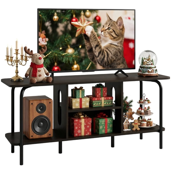 Manxile TV Stand for 55 inch, Modern Entertainment Center 3-Tier TV Console Table with Open Shelf for Living Room,Black