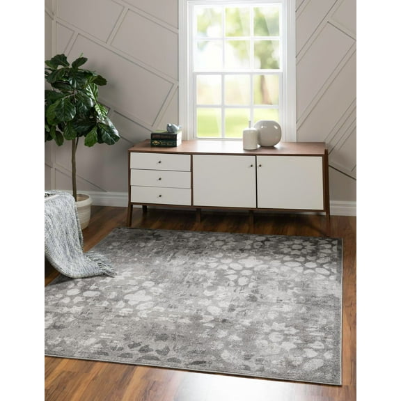 Rugs.com Monte Carlo Collection Rug – 6' Square Dark Gray Medium Rug Perfect For Living Rooms, Kitchens, Entryways