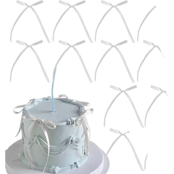 NOVELAR Soft Ribbon Bows for Cakes, 5.9 x 3.1 in, 30-Piece Set, Add Elegant Retro Charm, Ideal for Wedding and Celebration Desserts