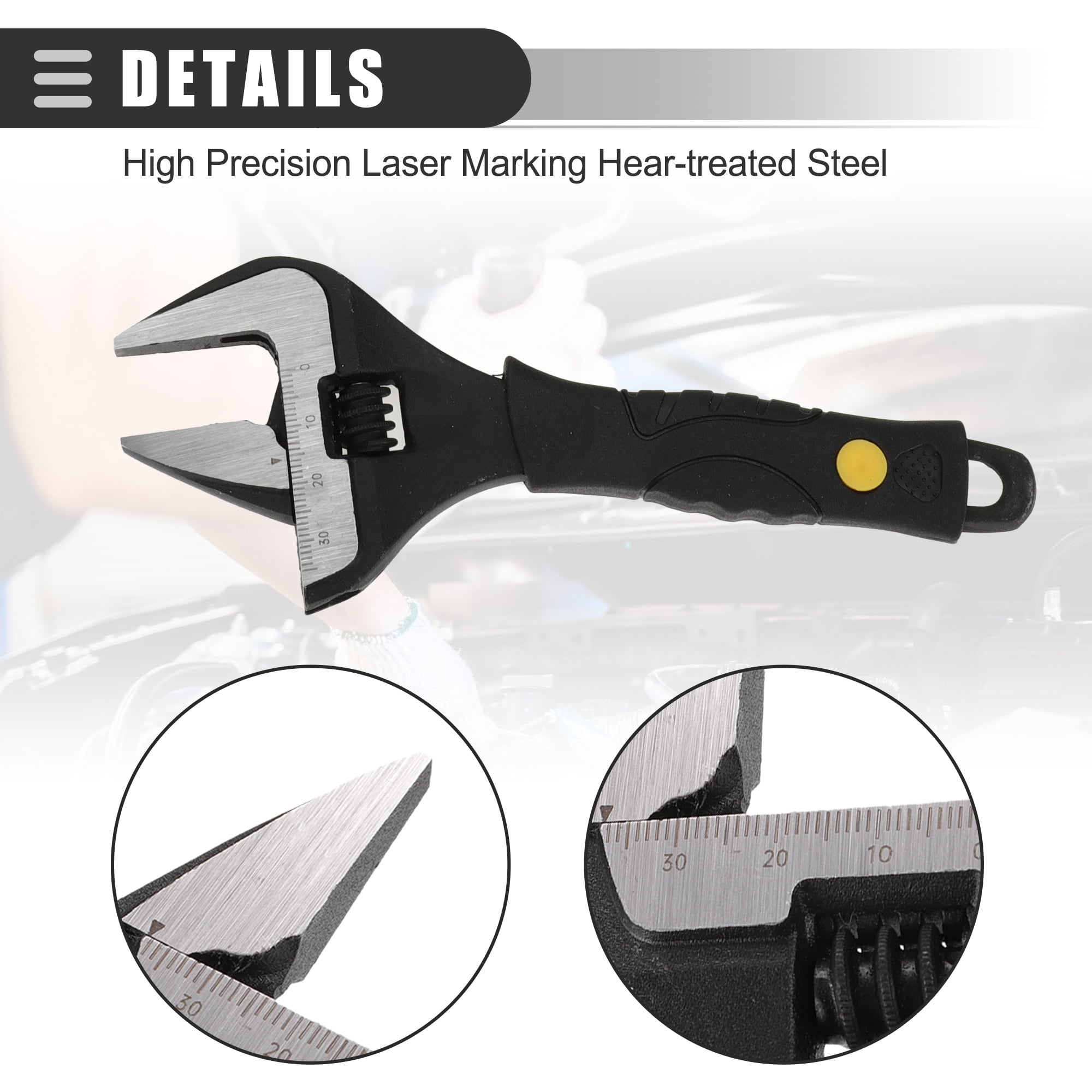 Unique Bargains Adjustable Spanner Wide Wrench Automotive Tool Set, 6" 8" and 12" Size Max Jaw Width 34mm 36mm and 60mm