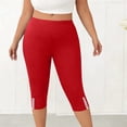 thumbnail image 1 of Pantalons Raccourcis pour Femmes Habillés Grande Taille Capris de Yoga pour Femmes Taille Haute Extensibles Leggings Raccourcis Élastiques Shorts Longs Rouges 5TG, 1 of 8