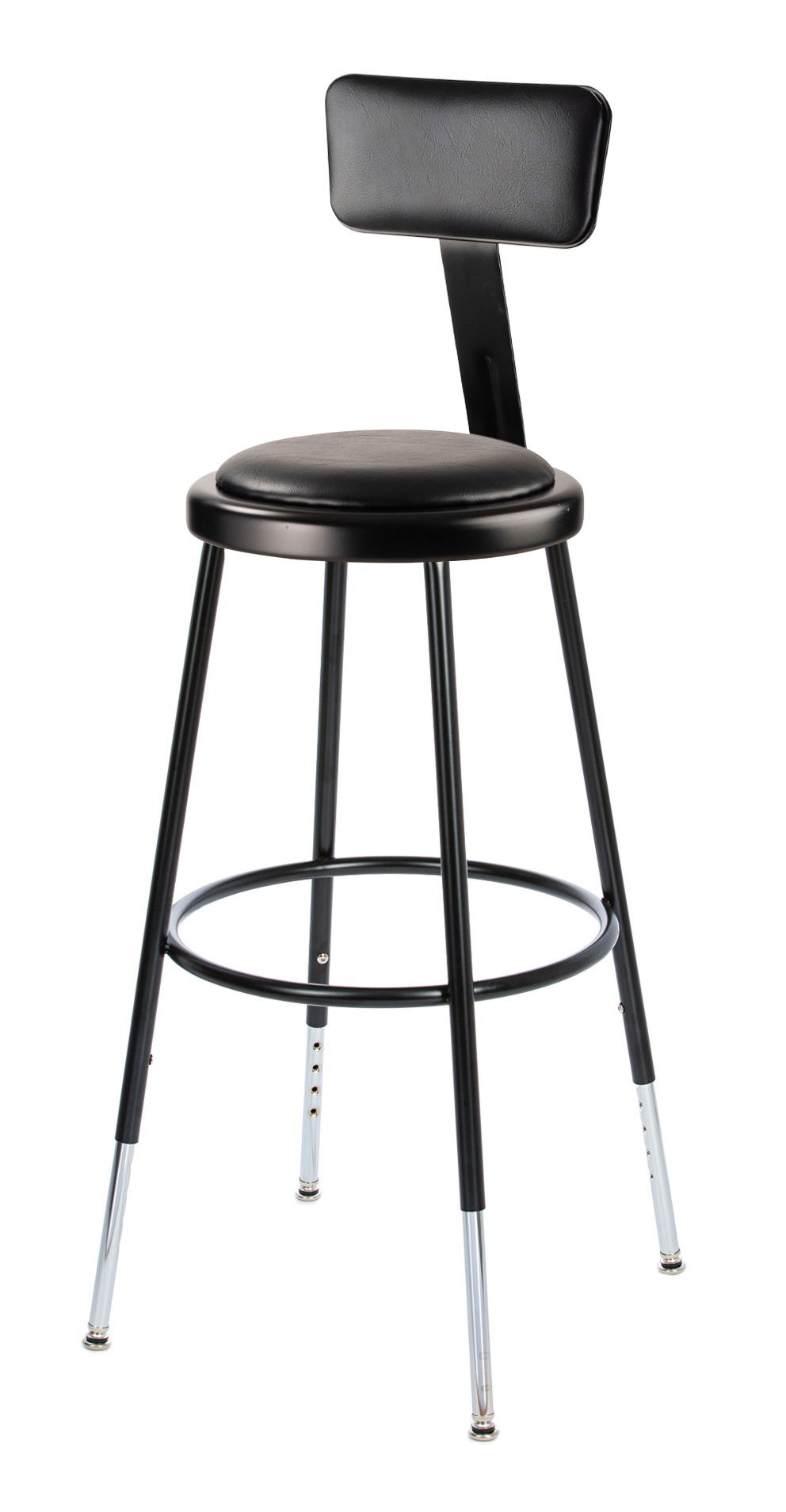 Otto 25"-33" Height Adjustable Stool with Backrest, Black, Pack of 2
