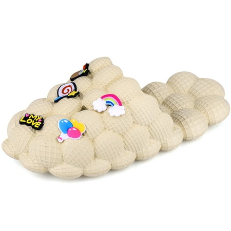 

LAKIGE Kids Bubble Slides with Charms Boys Girls Funny Lychee Bubble Slippers Soft Massage Golf Ball Shoes Non-Slip House Slippers for Shower Bedroom Beach Pool