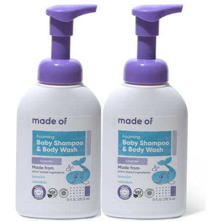 MADE OF Foaming Organic Baby Shampoo and Body Wash - NSF Organic Certified - EWG Verified - Gluten Free - Vegan - For Sensitive Skin and Eczema - 10 oz (2 Pack -