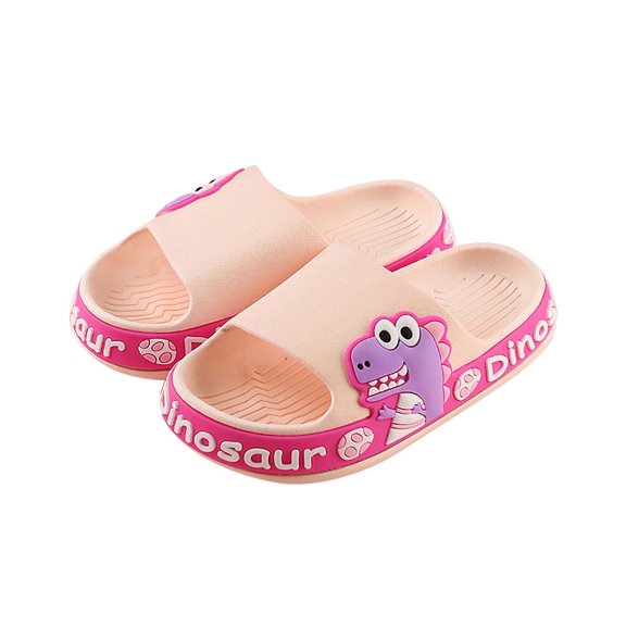 Xfvqtps Toddler Slippers Cute Animals Thick Bottom Soft Sole Non Slip Comfortable Breathable Indoor and Outdoor PVC Slippers Pink-01