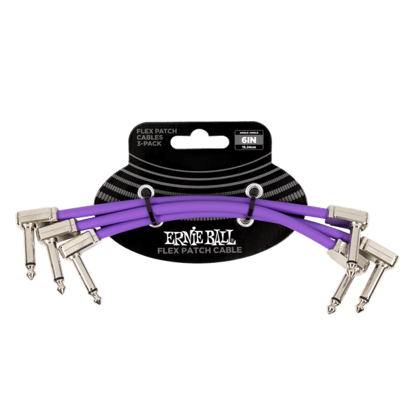 Ernie Ball Flex Patch Cable 6in - Purple - 3 Pack