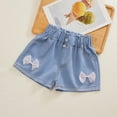 thumbnail image 5 of Wxirdiow Girls Jean Shorts Toddler Girl's Cute Graphic Print Denim Shorts Elastic Waist Raw Hem Jean Shorts Light Pink Size,3-4 Years, 5 of 9