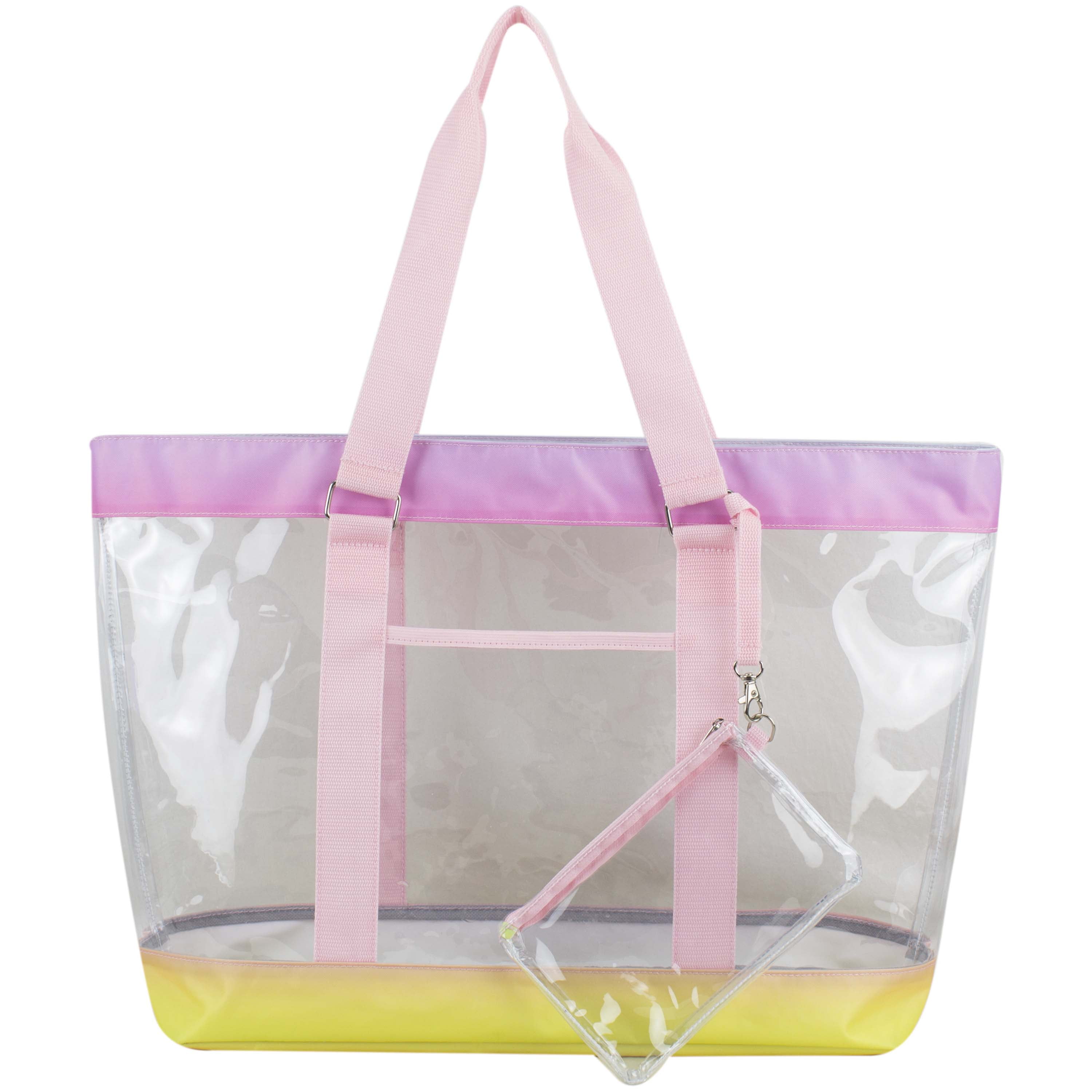 Eastsport Supreme Deluxe Clear Tote with Wristlet, Rainbow