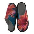 thumbnail image 2 of IAUYY Memory Foam House Slippers Suitable for Both Men and Women. Comfortable, Anti-Slip Plush Flat-Bottomed Slippers The Best Holiday Gift Bright Red Hibiscus Flowers, 2 of 9