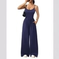 thumbnail image 2 of Stichou Jumpsuits for Women Sleeveless Spaghetti Strap Womens Jumpsuit One Piece Wide Leg 2026 Summer Romper With Pockets Navy L, 2 of 2