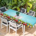thumbnail image 2 of Easter Table Cloths for 8 Foot Rectangle Tables, Bunny Colorful Eggs Spring Floral Botanical Patio Waterproof Elastic Fitted Tablecloths, Washable Rectangular Table Cover for Camping, 2 of 8
