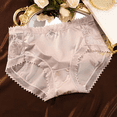 thumbnail image 2 of Fulorrnie Mid Rise Lace Satin Women's Panties Silk Lined Gusset Seamless No Show Underwear Decorative Bow Detail, Light Pink, L, 2 of 4