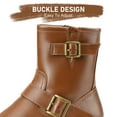 thumbnail image 5 of HARVEST LAND Women Low Heel Ankle Boots Fashion Faux Lined Zipper Buckles Biker Booties, 5 of 9