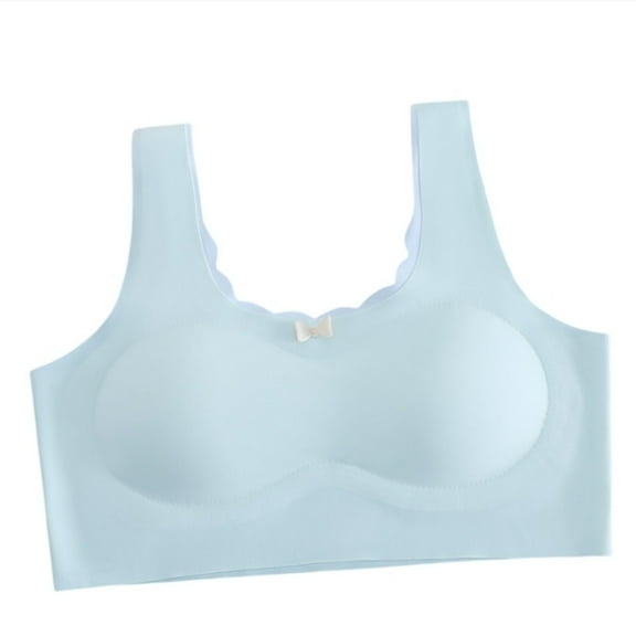 Girls Camisole Undershirts with Bra Wide Straps Bra Removable Padded Without Underwire X Back Bustie Underwear Seamless Bralette Top For Children #Light Green M