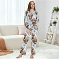thumbnail image 6 of joogoo Pajamas Set for Women Highland Cattle Flower-w6 Long Sleeve Pjs Loungewear L, 6 of 7
