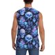 thumbnail image 4 of Fotbe Skull blue crystal flower Men's Camiseta sin Mangas Estampada para Hombres, Playera Casual para Gimnasio, Entrenamiento, Playa-Small, 4 of 7