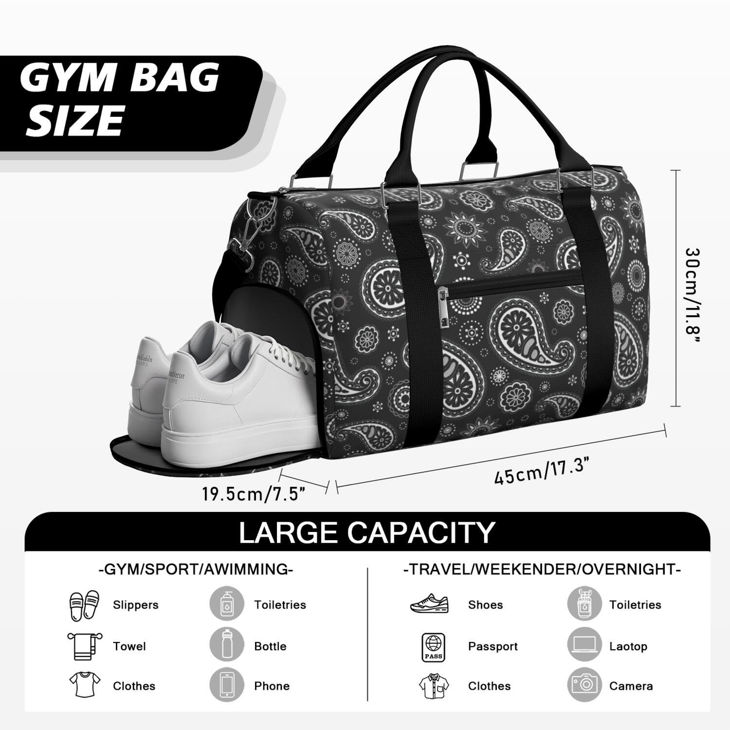 Boho Womens Gym Tote Duffle Bag with Wet Pocket & Shoe Compartment, Floral Checkered Travel Duffel Bag Overnight Weekender Hospital Tote Girls Workout Carry on Bag with Luggage Sleeve