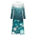 thumbnail image 3 of Pisexur Robes de Noël pour Femmes Mode Xmas Imprimé Graphique Fête Vacances Robes Décontractées Col Rond Manches Longues Robe Fluide à Étages Robe Maxi Automne Longues Robes pour Femmes avec Poches, 3 of 4