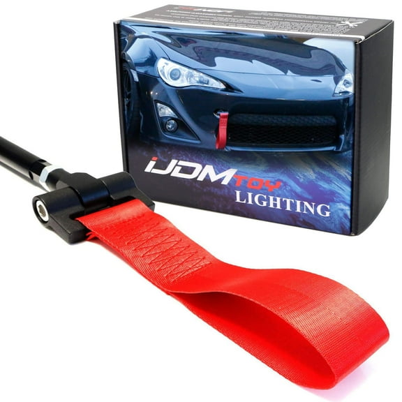 Track Racing Style Red Towing Strap For Subaru BRZ Impreza WRX STI Scion FR-S Toyota 86, Tow Hole Adapter Mounted Nylon Loop Hook