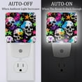 thumbnail image 2 of PhooArto Watercolor Splash Skulls Stars Plug in LED Night Light Auto Sensor Dusk to Dawn Decorative Night for Bedroom, Bathroom, Kitchen, Hallway, Stairs, Baby's Room, Energy Saving, 2 of 7