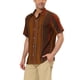 thumbnail image 4 of Camisa de Hombre Inspire Chic de Rayas Verticales, con Botones, Cuello de Punta, de Manga Corta, M Marrón Caqui, 4 of 6