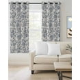 thumbnail image 2 of Blue Floral Blackout Curtains for Bedroom/Living Room, Thermal Insulated Kitchen Curtains, Farmhouse Vintage Flower Leaf Botanical Grommet Darkening Window Treatment Drapes 27.5"x39"x2, 2 of 8