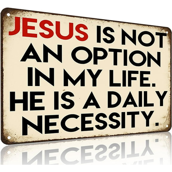 Smilelife Christian Jesus Gifts Vintage Jusus is A Daily Necessity Tin Sign Religious Metal Wall Art for Home Church Prayer Room Office Chapel Decor 8x12 Inch(3867)
