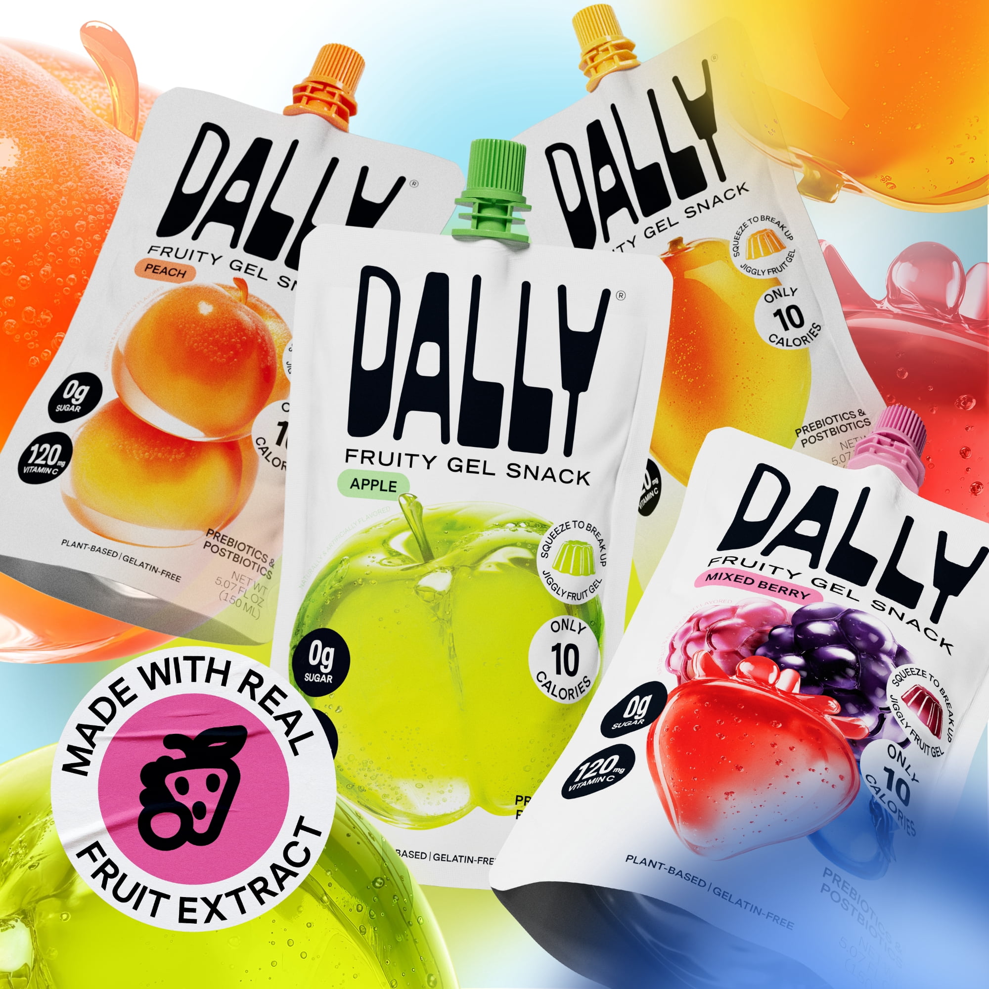 DALLY Mixed Berry Fruity Gel Snack, 5.07 Fl Oz Pouch