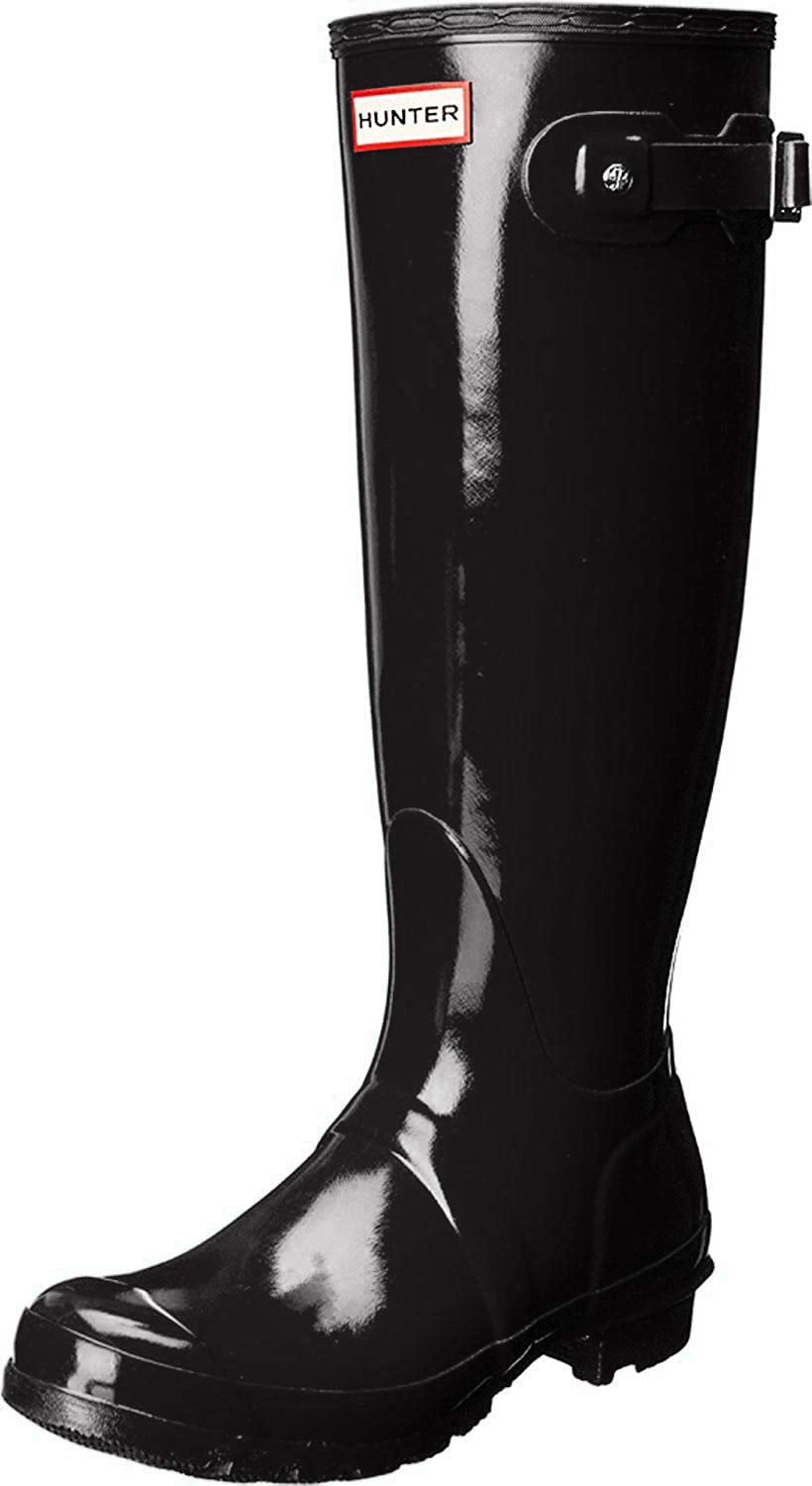 Hunter Women’s Original Tall Gloss Rain Boots, Black, Waterproof Rubber Boots, Size 6 US (5 AU)