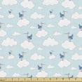 thumbnail image 1 of Cartoon Fabric by the Yard Upholstery, Themed Repetitive Pattern of Clouds and Storks in Sky, Decorative Fabric for DIY and Home Accents, Pale Blue Sea Blue by Ambesonne, 1 of 5