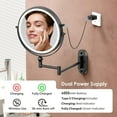 thumbnail image 4 of ZLOKLA 9" Wall Mounted Lighted Makeup Mirror,4000mAh Rechargeable Double Sided 1X/20X Magnifying Mirror with Light,Touch Dimmable,Extended Arm 360 Rotation Wall Mounted Makeup Mirror 3 Color Lights-B, 4 of 6